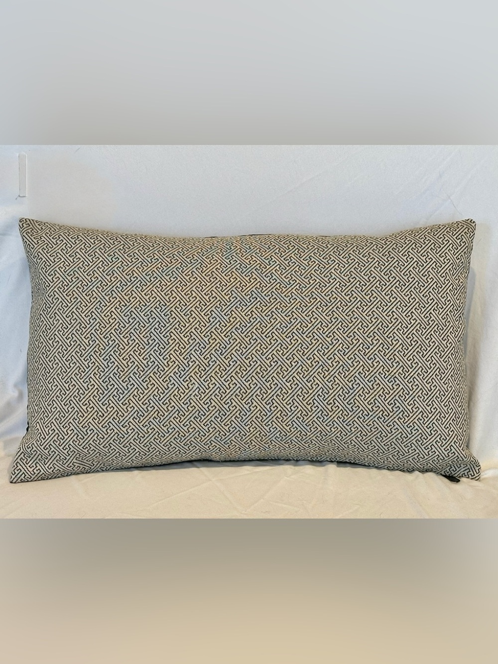 Designer Geometric Throw Pillow in Beige and Black 12”x20”